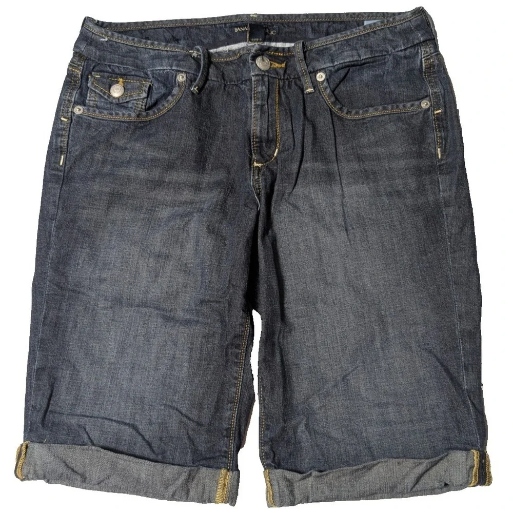 BANANA REPUBLIC Women 28/6 Dark Wash Stretch Denim Bermuda Shorts